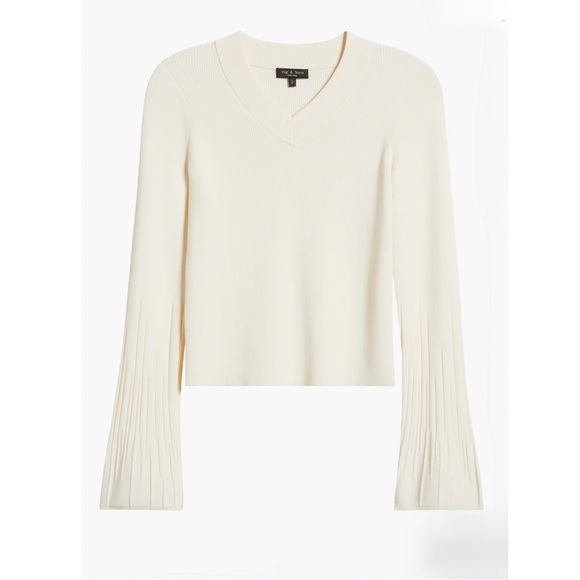 RAG & BONE Austen Rib Sweater Ribbed long sleeve SIZE XS women NWOT ivory color - Picture 5 of 11